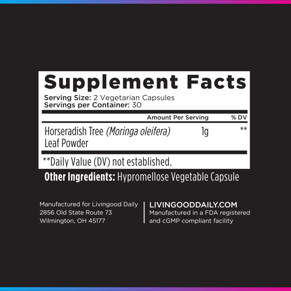 Livingood Daily etiqueta nutricional enfocada para verificar ingredientes