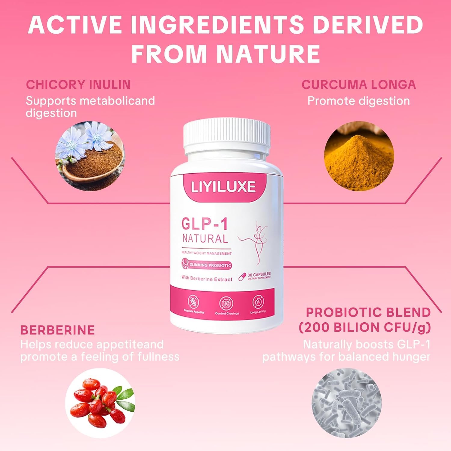 LIYILUXE ingredientes en polvo y plantas que muestran origen natural
