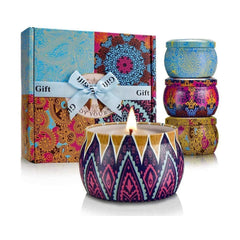 LKDJR set frontal en latas decorativas mostrando los cuatro aromas y beneficio estético