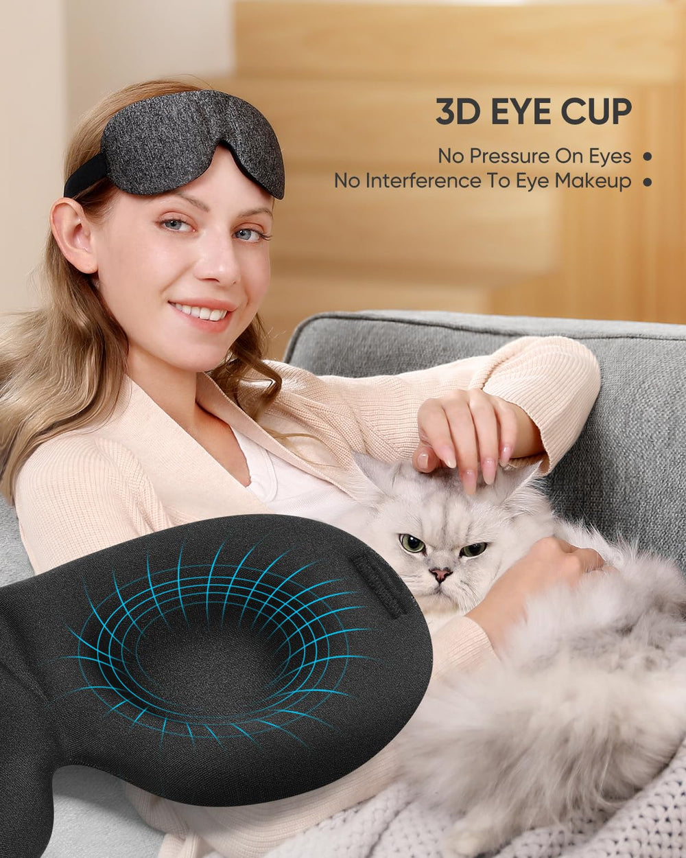 Hebilla ajustable del antifaz LKY DIGITAL que ofrece ajuste sin tirar del cabello