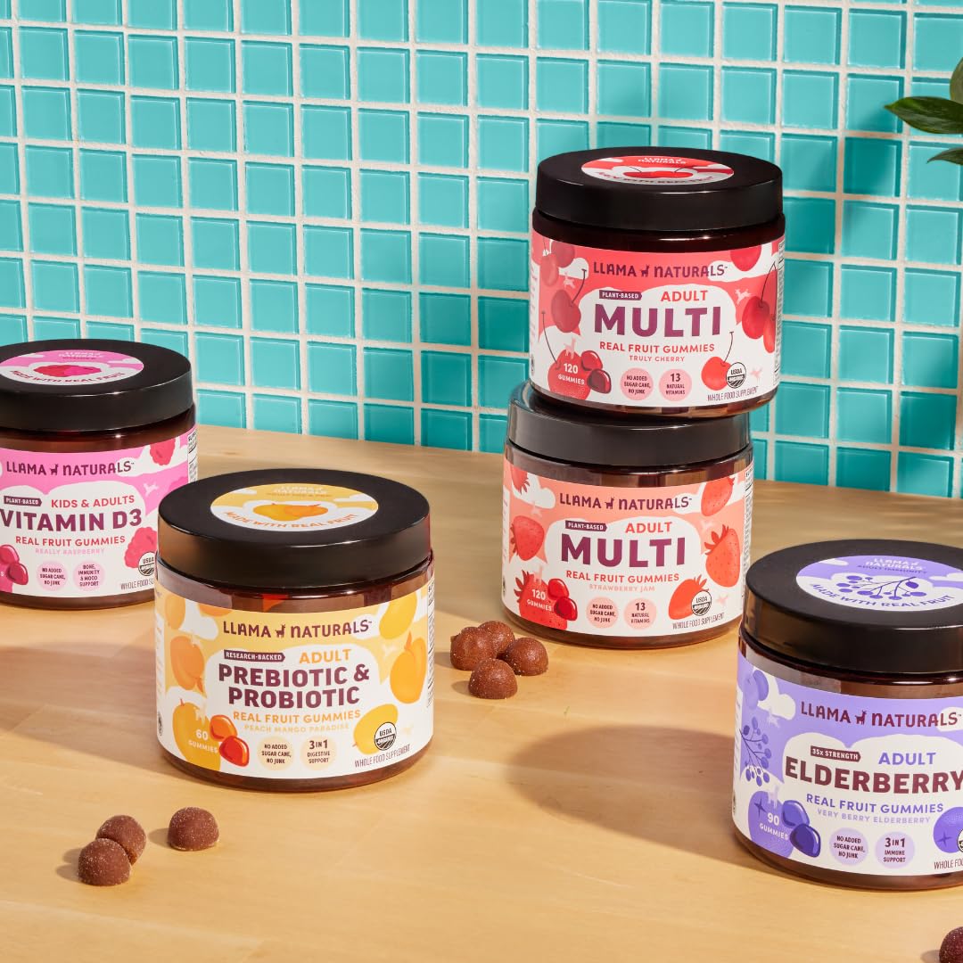Llama Naturals gomitas junto a desayuno, complemento para rutina diaria