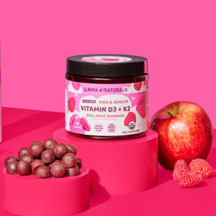 Llama Naturals etiqueta nutricional visible con D3 de líquen y K2 MK-7