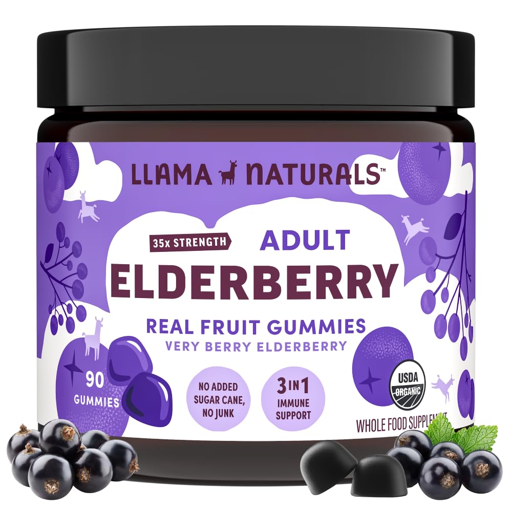 Llama Naturals frasco delantero mostrando 90 gomitas veganas y orgánicas, ideal para rutina diaria