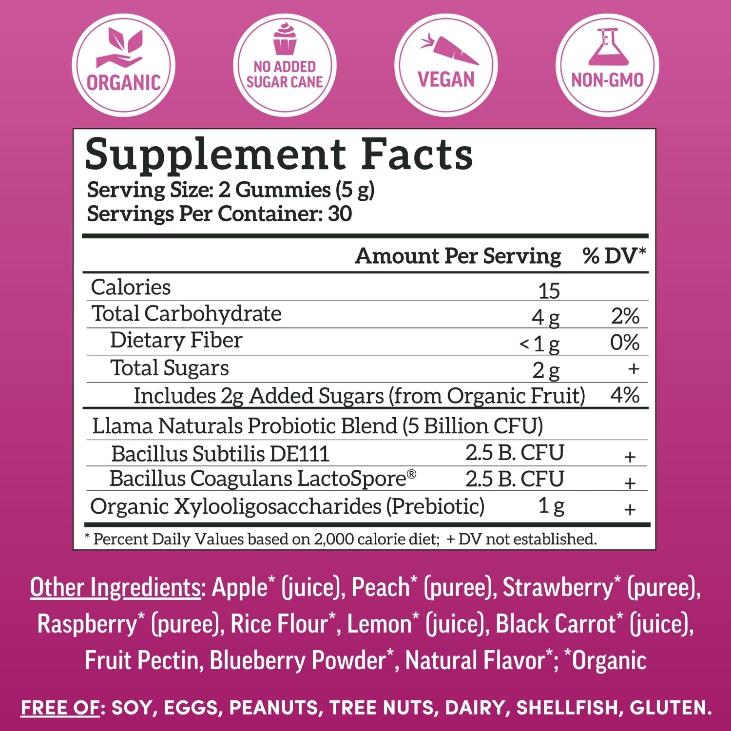 Llama Naturals gomita en mano lista para tomar, conveniencia diaria