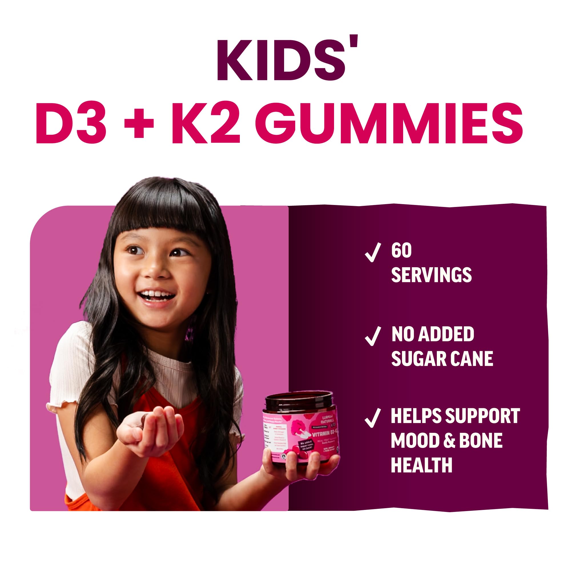 Llama Naturals textura de gomitas de frambuesa, suave y masticable para niños