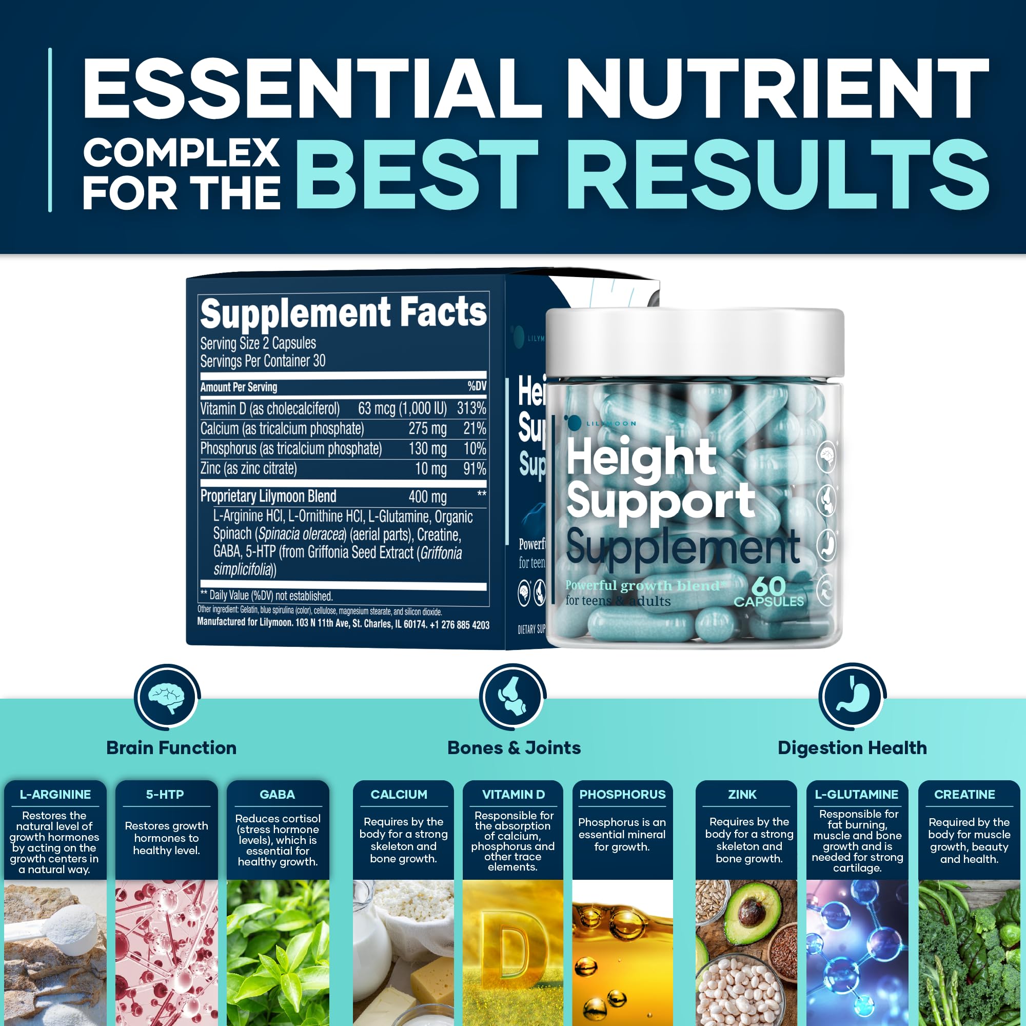 LM LILYNUTRAMOON etiqueta nutricional que muestra ingredientes clave