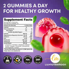 LM LILYNUTRAMOON tabla nutricional en primer plano mostrando dosis y componentes
