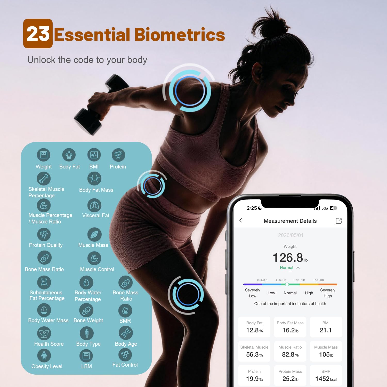 LOBRULLT etiqueta con iconos de Bluetooth y apps que facilita integración salud