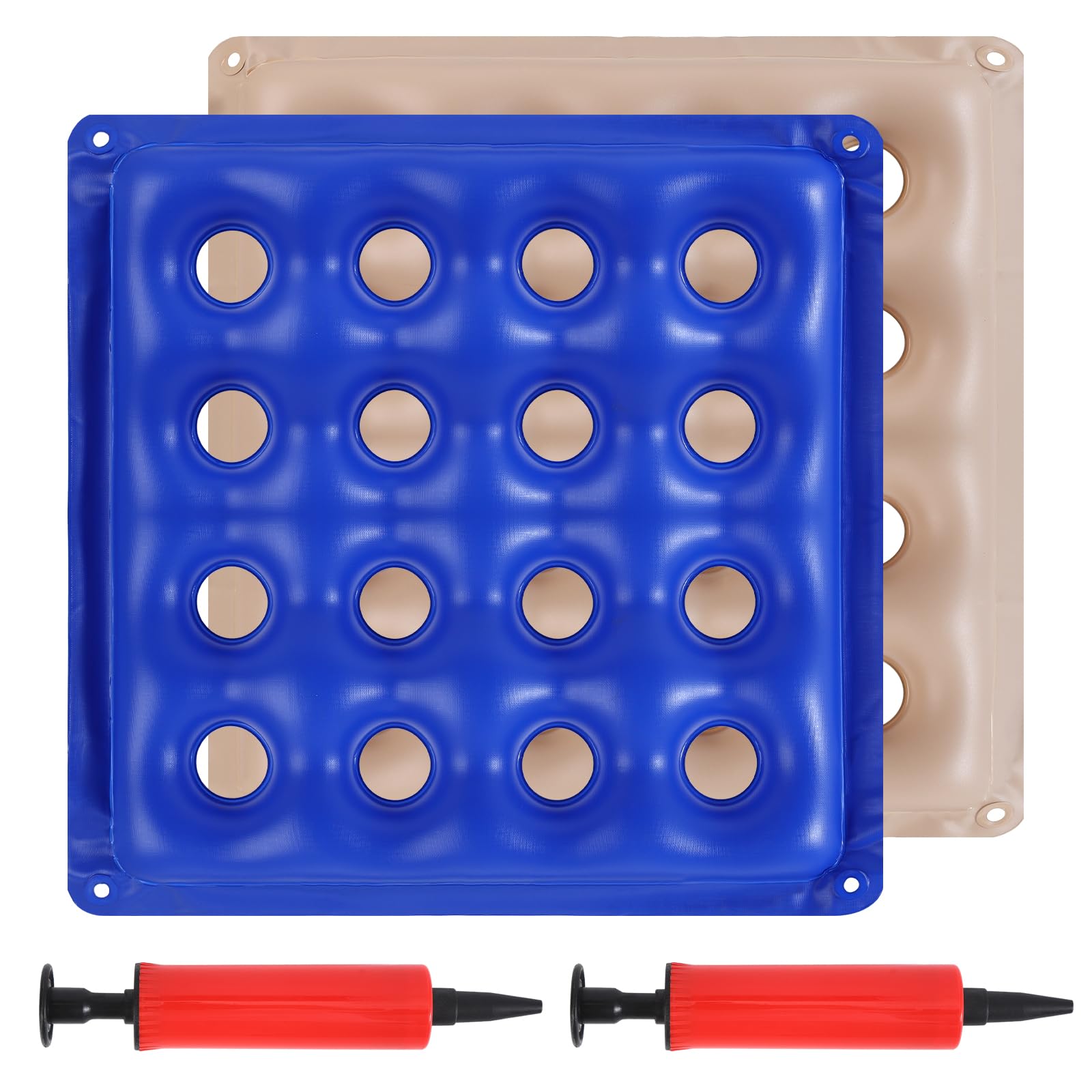 LOEKEAH cojín inflable frontal mostrando su forma y beneficio de disipar presión