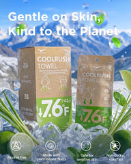 Detalle de la etiqueta LOJIUMA CoolRush con instrucciones y sin alcohol para seguridad