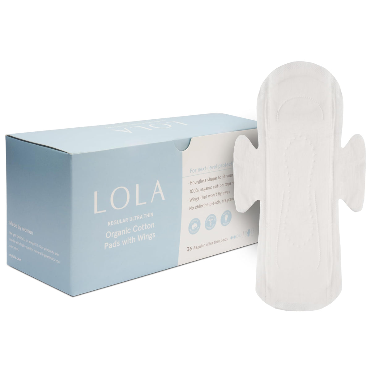 LOLA empaque frontal de almohadillas ultra finas que destaca protección discreta