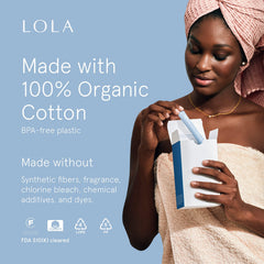 LOLA aplicador plástico compacto en mano, inserción suave y controlada