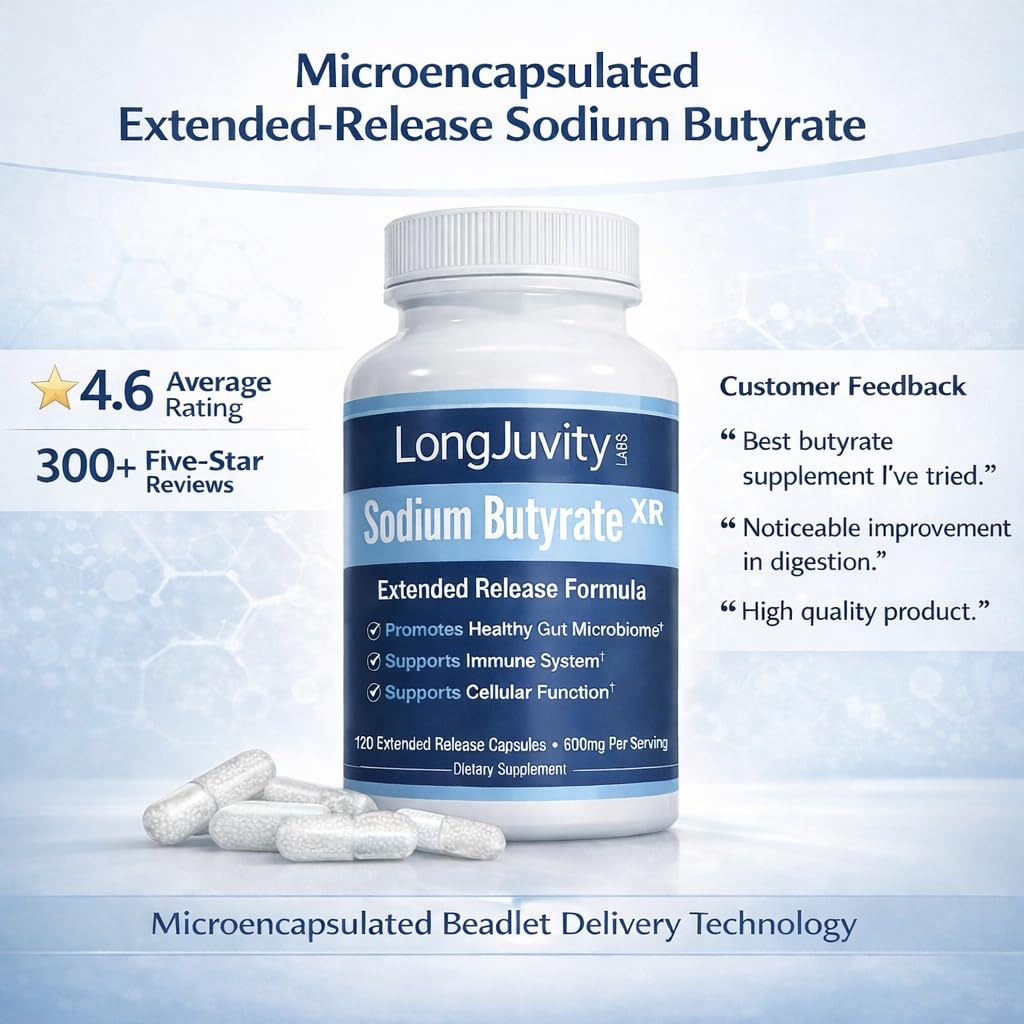 LongJuvity Labs cápsulas de 300 mg apiladas que facilitan la dosificación diaria