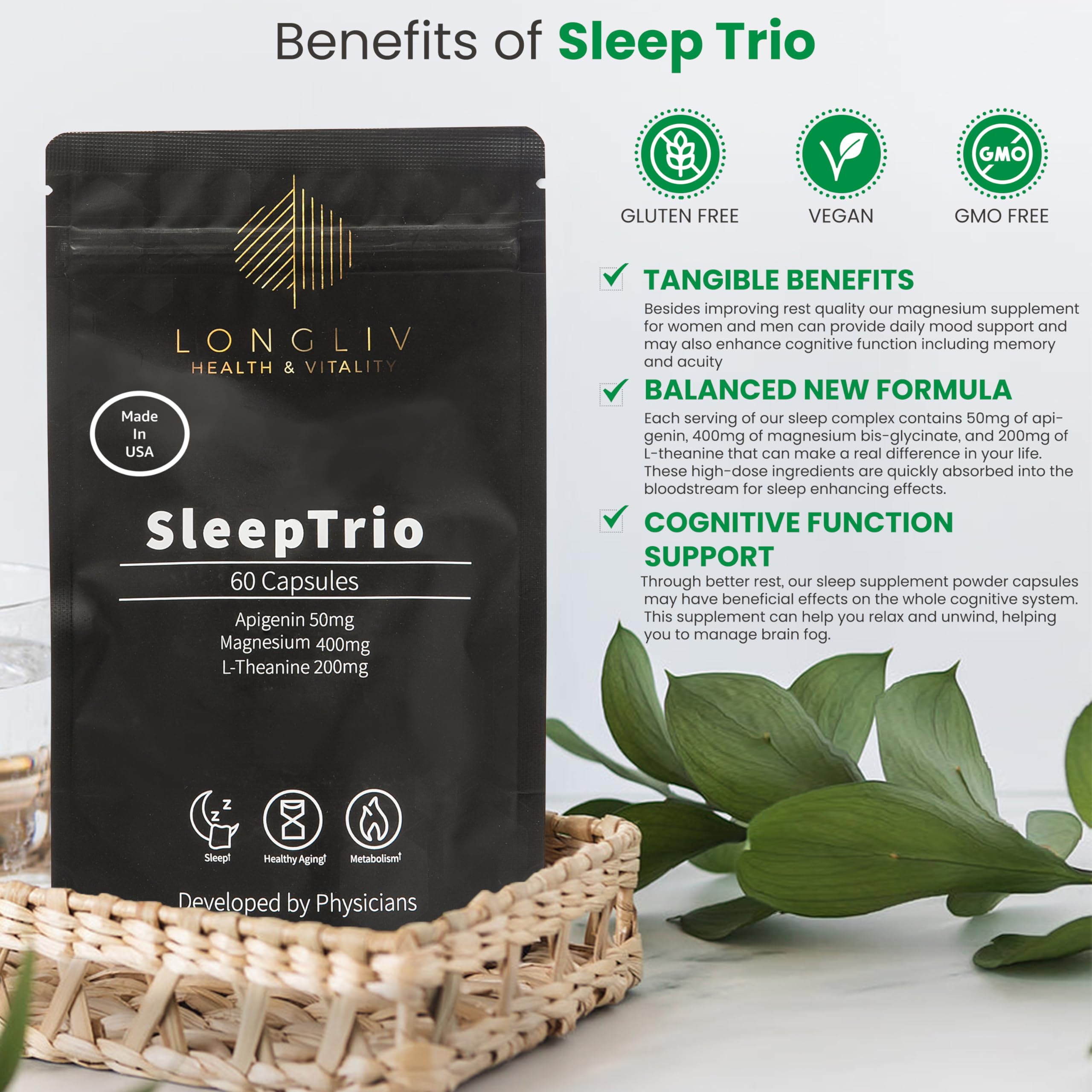 LongLiv Health and Vitality etiqueta con ingredientes para verificar fórmula transparente