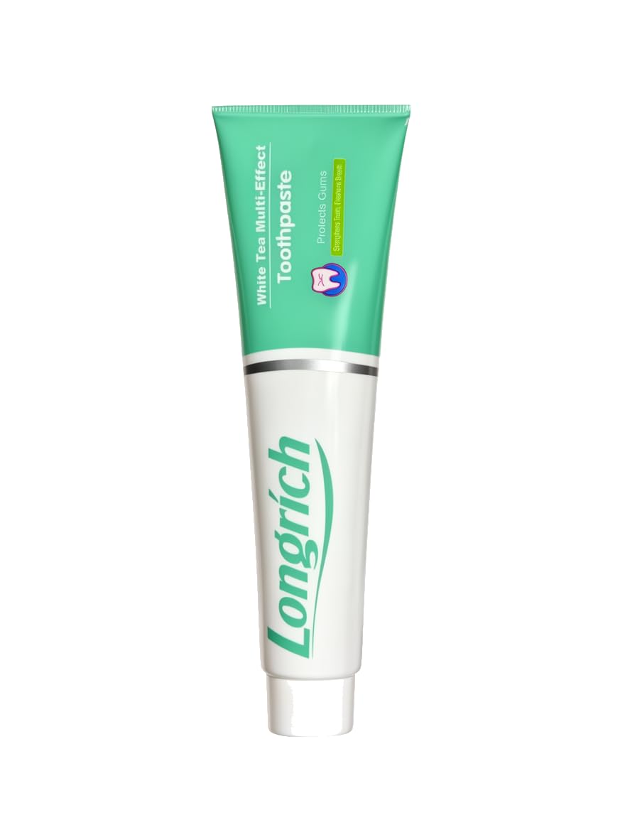 Longrich envase frontal mostrando la fórmula sin flúor y frescura