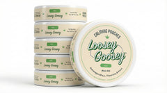 Loosey Goosey lata frontal con etiqueta clara y beneficio de calma inmediata