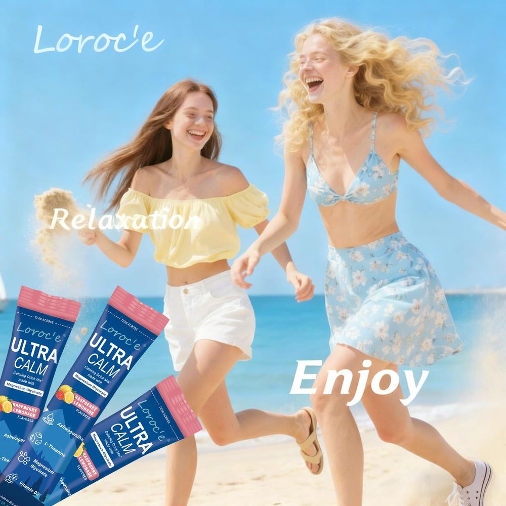 Loroc'e ingredientes clave: magnesio glicinato, L‑theanine y ashwagandha beneficiando calma