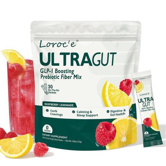 Loroc'e ULTRAGUT frente del empaque mostrando 30 sobres y beneficio práctico