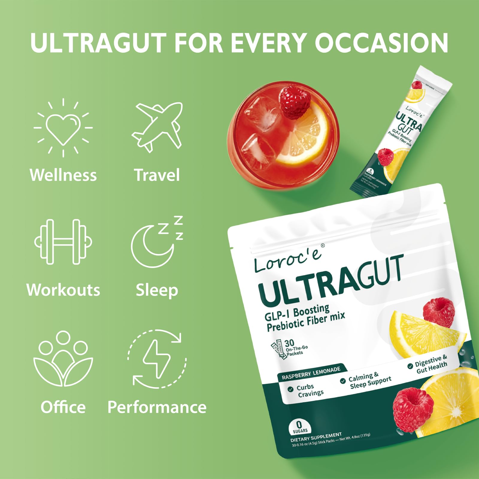 Loroc'e ULTRAGUT bote en bolso de gimnasio mostrando conveniencia post-entrenamiento