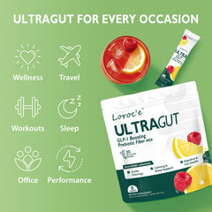 Loroc'e ULTRAGUT bote en bolso de gimnasio mostrando conveniencia post-entrenamiento