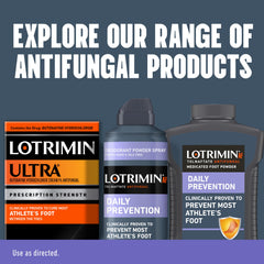 Spray Lotrimin aplicado entre dedos para prevenir humedad