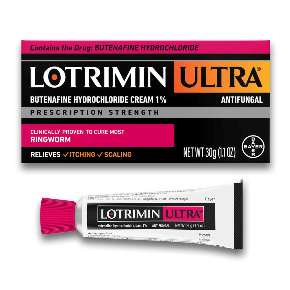 Lotrimin envase frontal mostrando la crema y facilidad de uso