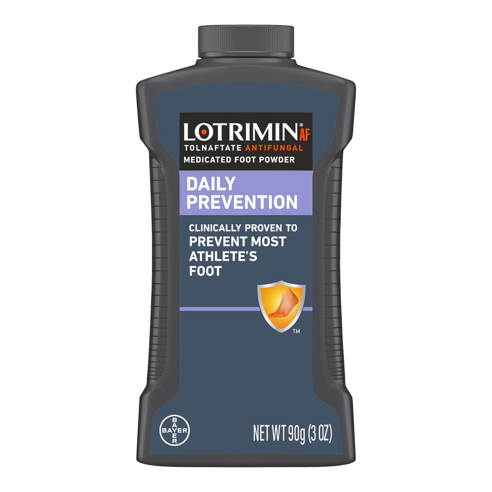 Lotrimin botella frontal mostrando etiqueta y uso preventivo