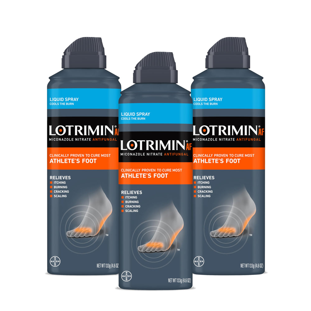 Lotrimin vista frontal del pack de tres latas, solución práctica
