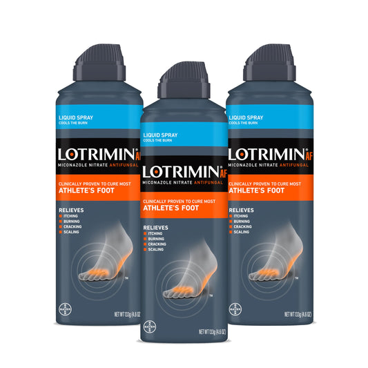 Lotrimin vista frontal del pack de tres latas, solución práctica