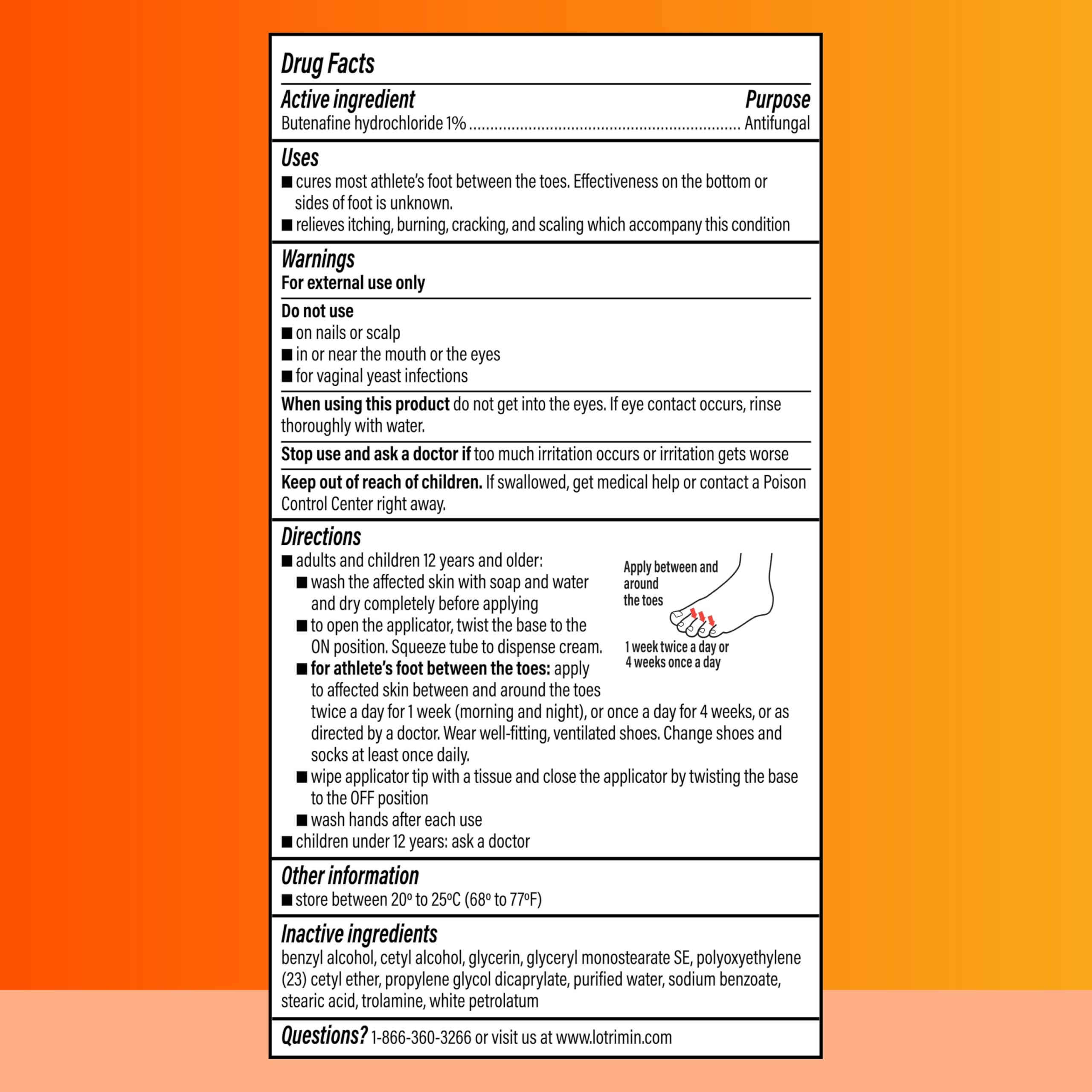 Detalle de instrucciones impresas en el empaque de Lotrimin Ultra, guía segura