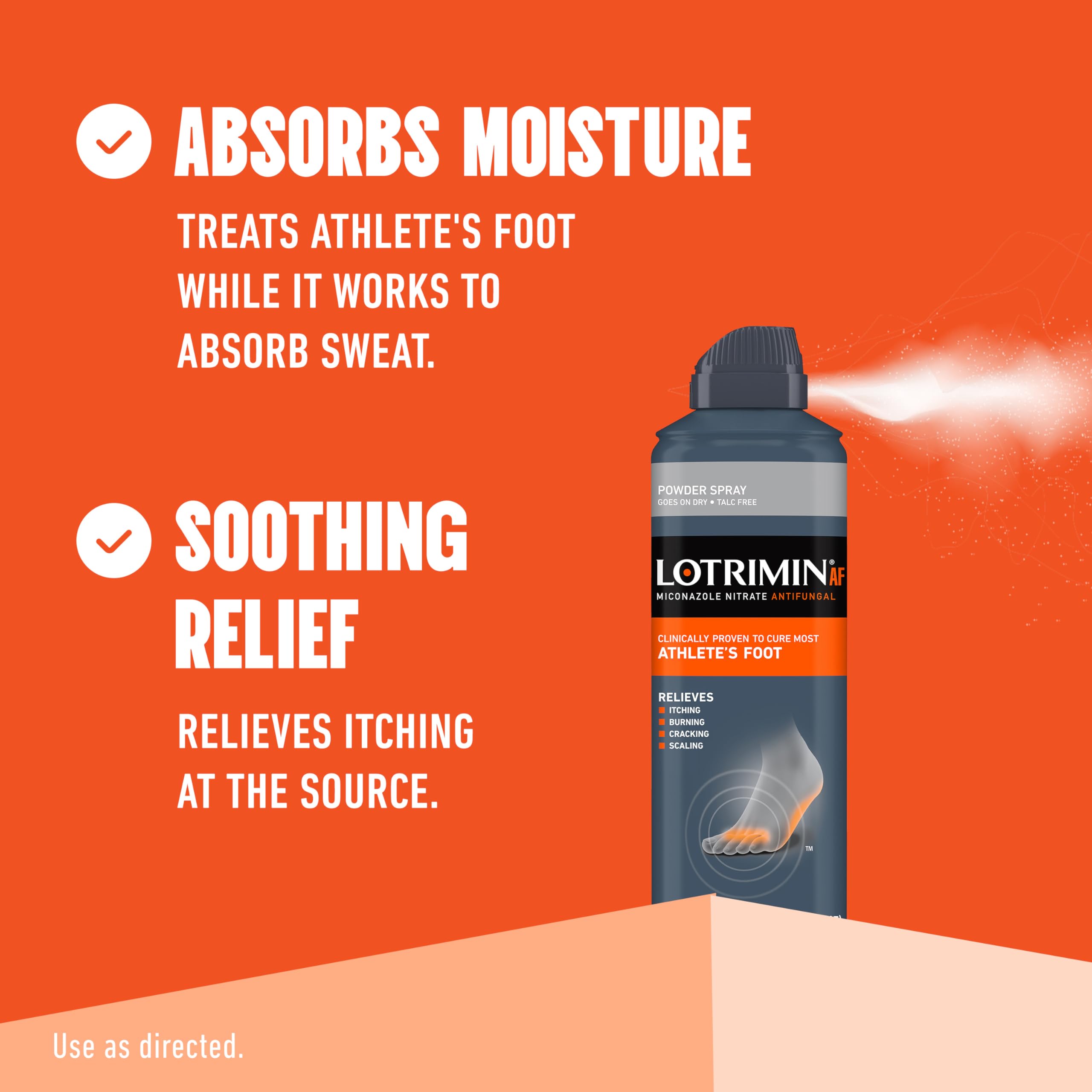 Lotrimin spray rociado en piel ilustrando textura seca y efecto refrescante