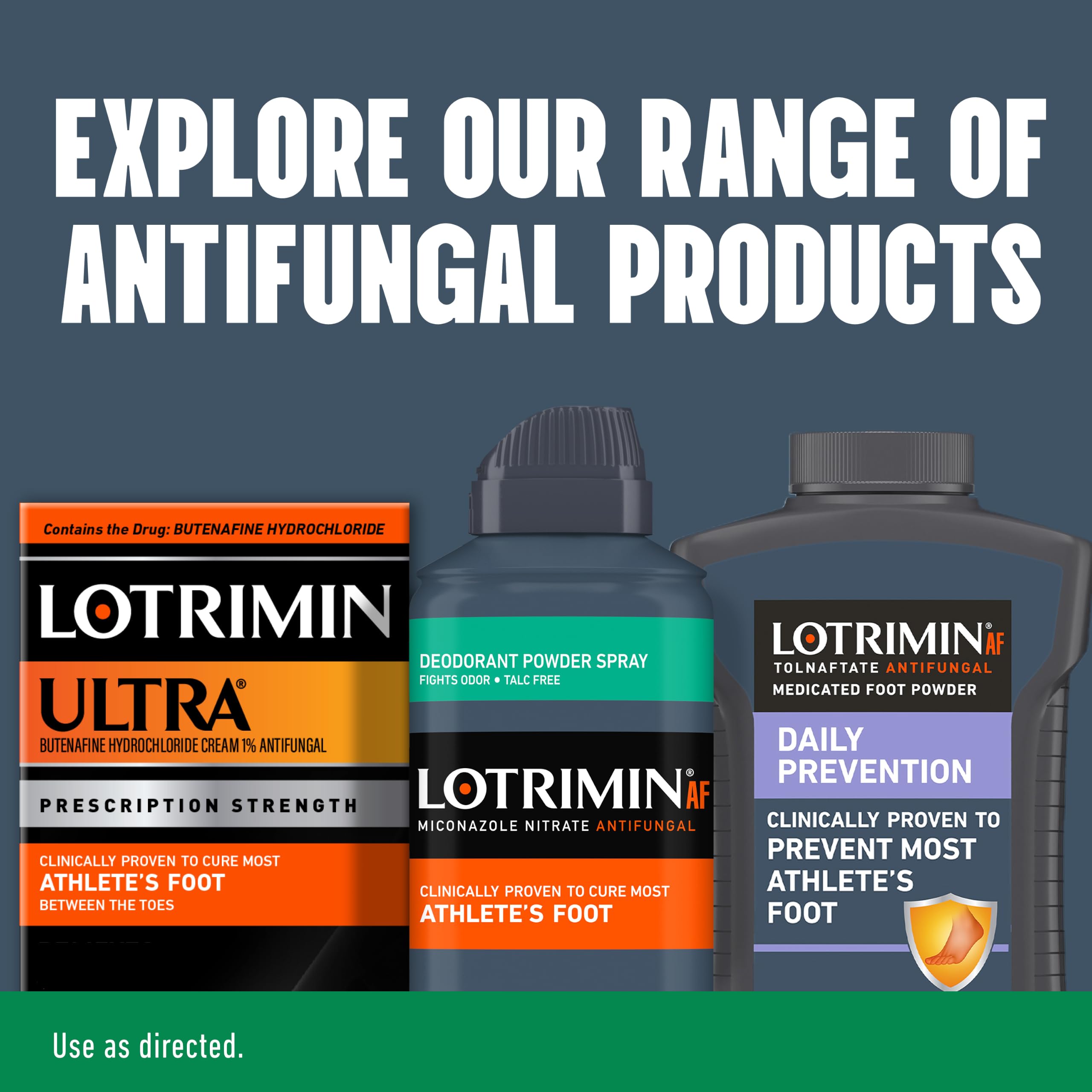 Lotrimin primer plano de polvo en piel mostrando secado rápido