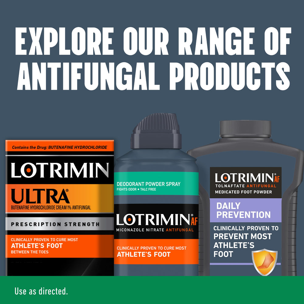 Lotrimin primer plano de polvo en piel mostrando secado rápido