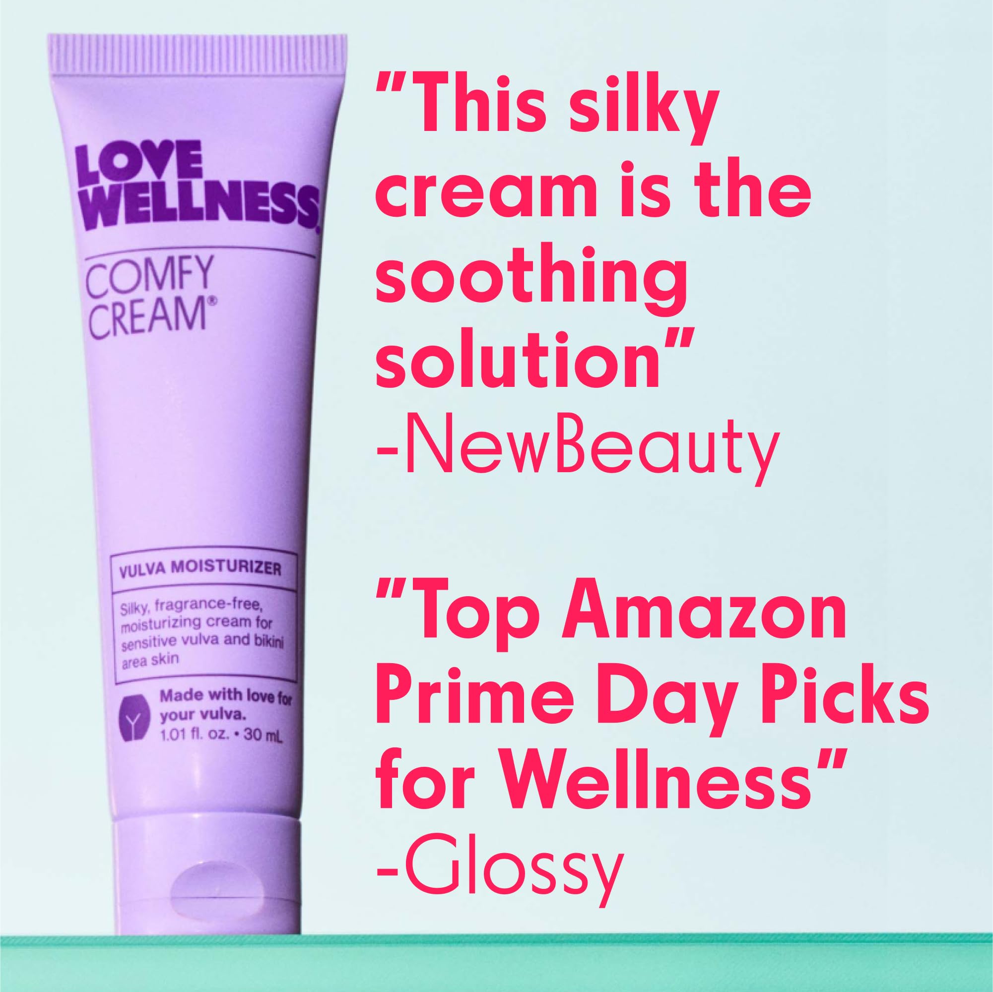 Love Wellness Comfy Cream macro de textura suave, absorción rápida y confort duradero