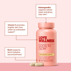 Love Wellness comparativa de tamaño junto a objetos cotidianos