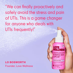 Love Wellness spray aplicado sobre piel ofreciendo alivio y frescor