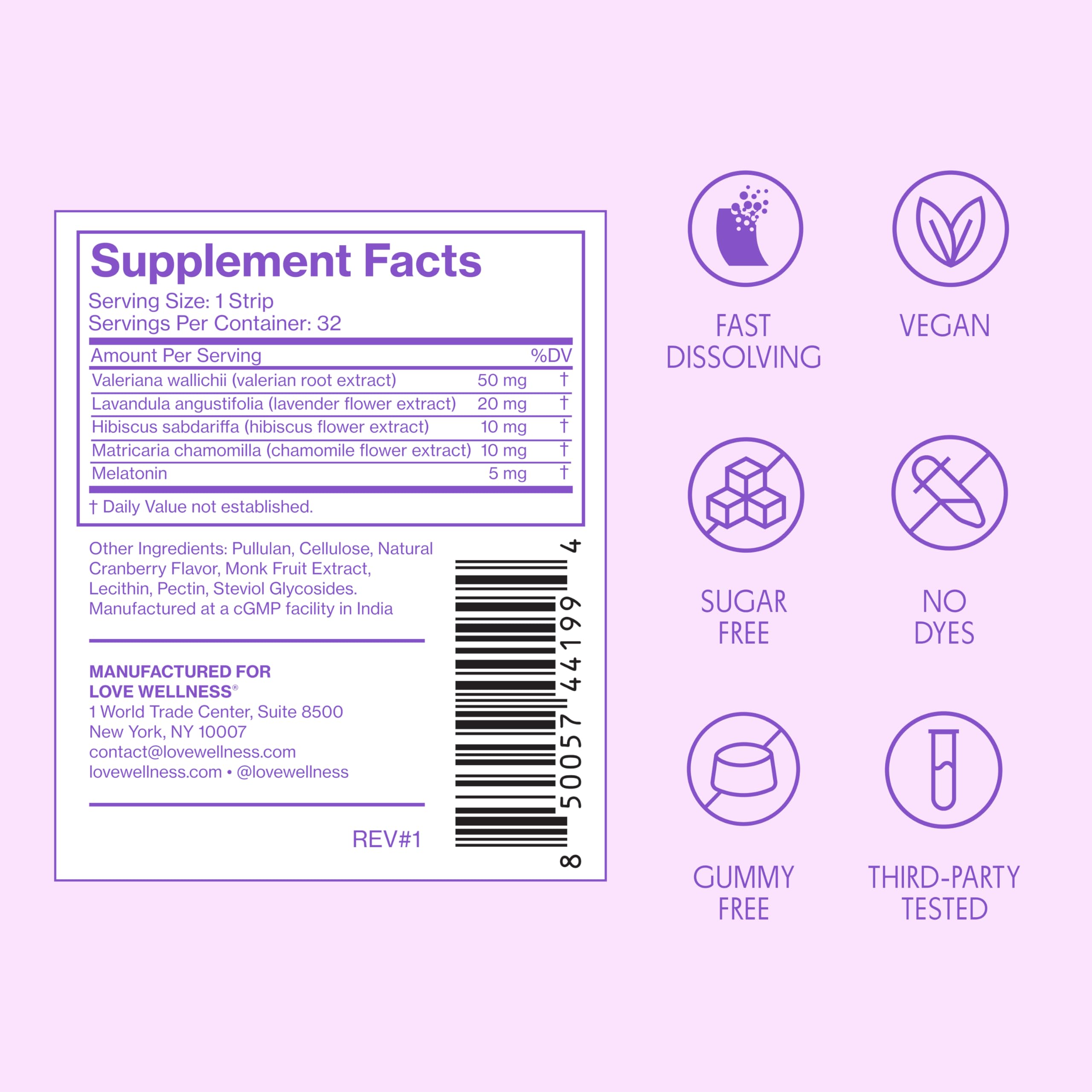 Love Wellness etiqueta información con ingredientes y certificado de calidad