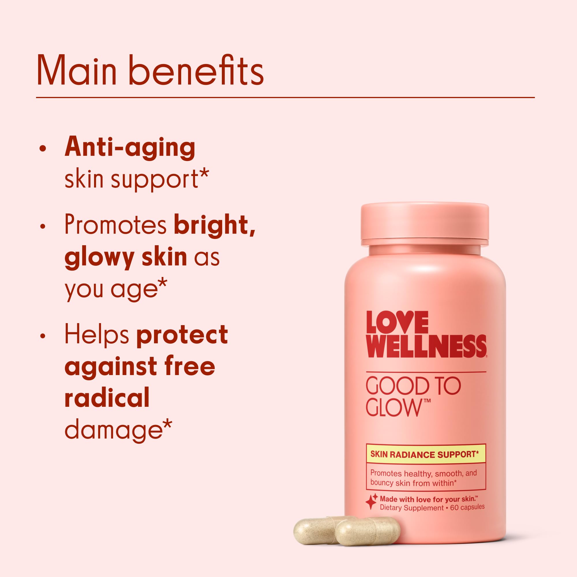 Love Wellness etiqueta con lista de ingredientes clara y legible