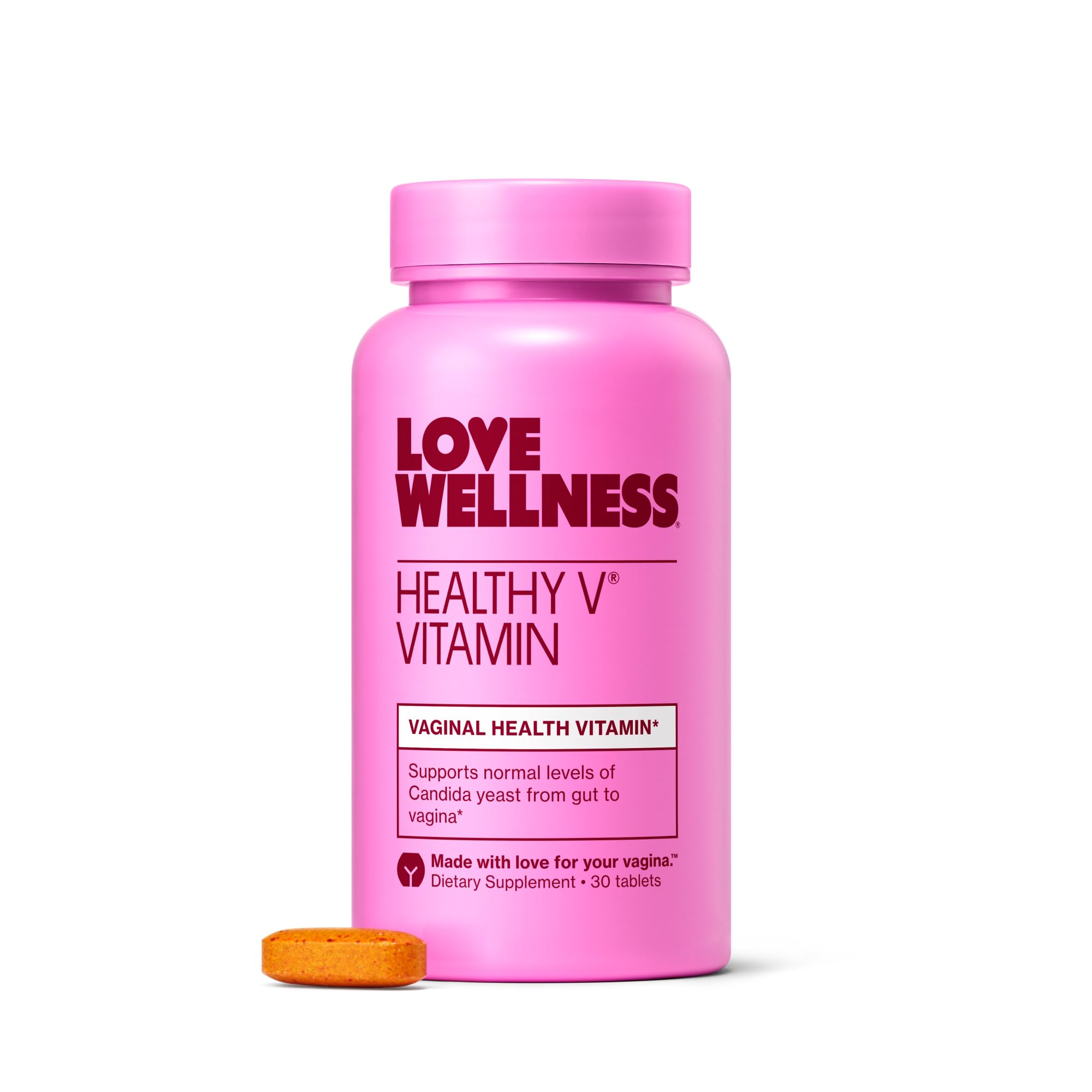 Love Wellness frasco adelante mostrando diseño y conteo, aporta confianza