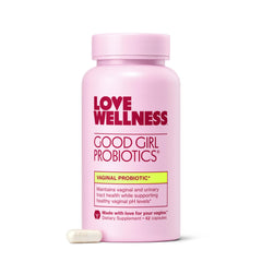 Love Wellness frasco delantero mostrando la etiqueta y beneficios