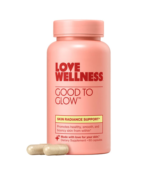 Love Wellness frasco delantero mostrando etiqueta y beneficios visibles