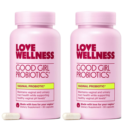 Love Wellness frente del envase mostrando la marca y beneficio de equilibrio íntimo