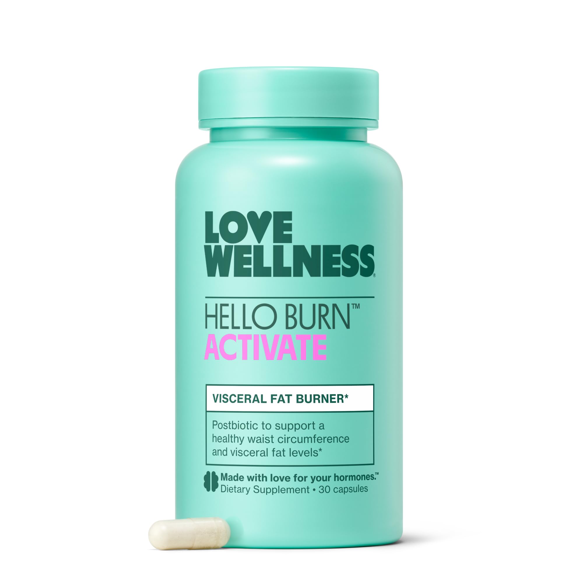 Love Wellness frasco frontal mostrando diseño y dosis diaria