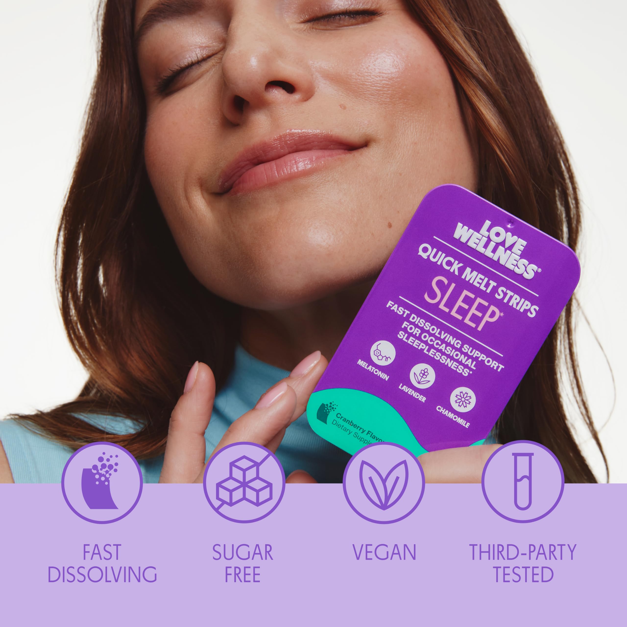 Love Wellness uso en cama tomada antes de dormir para comodidad