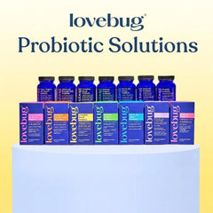 Lovebug etiqueta con texto que resalta ingredientes clínicamente estudiados