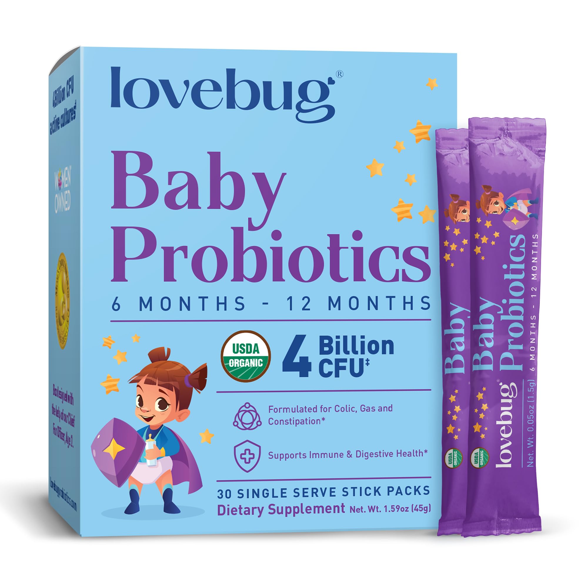 LOVEBUG frente del empaque mostrando información y beneficio orgánico