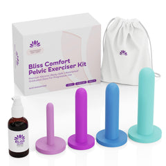 Loving Sex vista frontal del kit que muestra las cuatro piezas y el lubricante