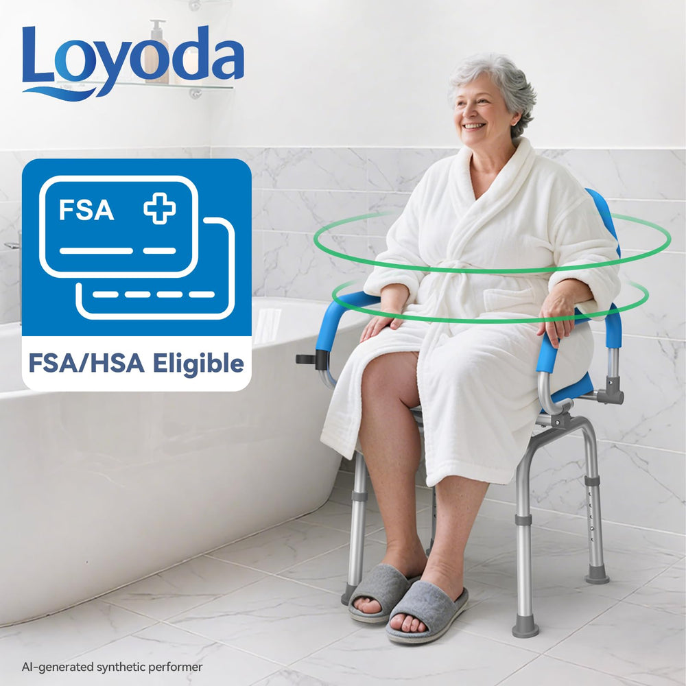 Loyoda en uso en ducha demostrando transferencia segura