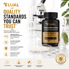 LUAL etiqueta nutricional indicando 600 mg calcio y 500 IU vitamina D3