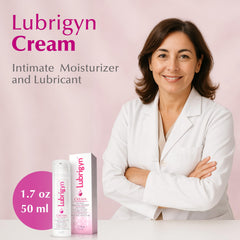 Textura cremosa de Lubrigyn en primer plano que indica hidratación suave